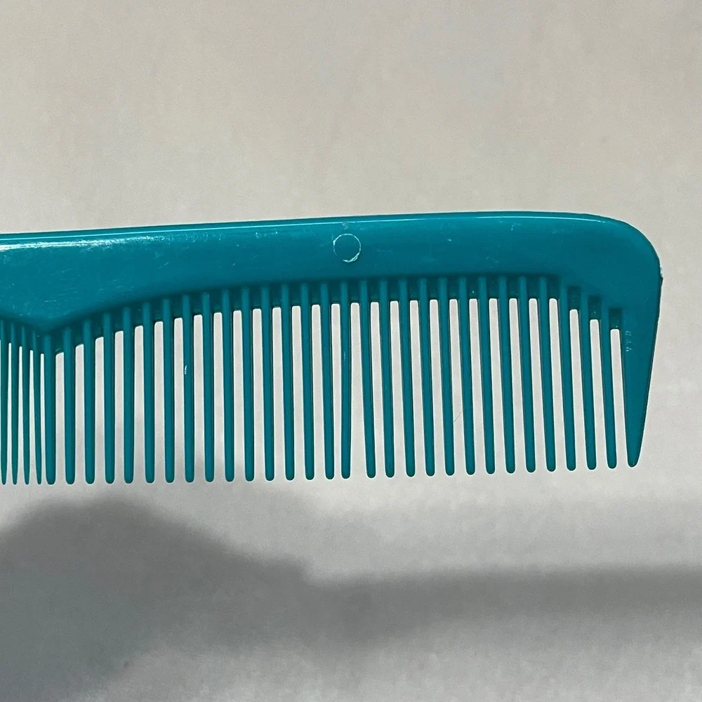 Vintage Green Teal Plastic Hair‎ Comb USA Wide Purse Pocket Unbreakable USED